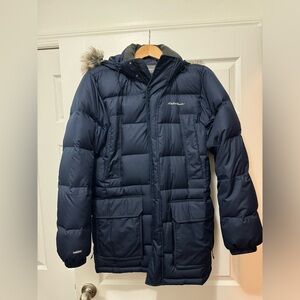 Eddie Bauer Mens S Superior Down Parka Faux Fur Hood Puffy Winter Jacket